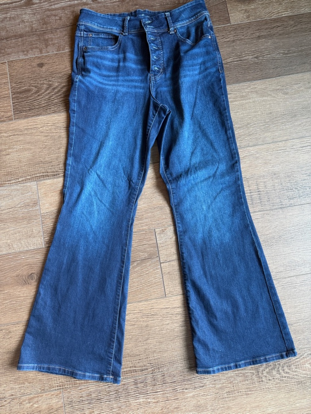 Women's Maurice’s Everflex Dark Blue Button Fly Flared Jeans